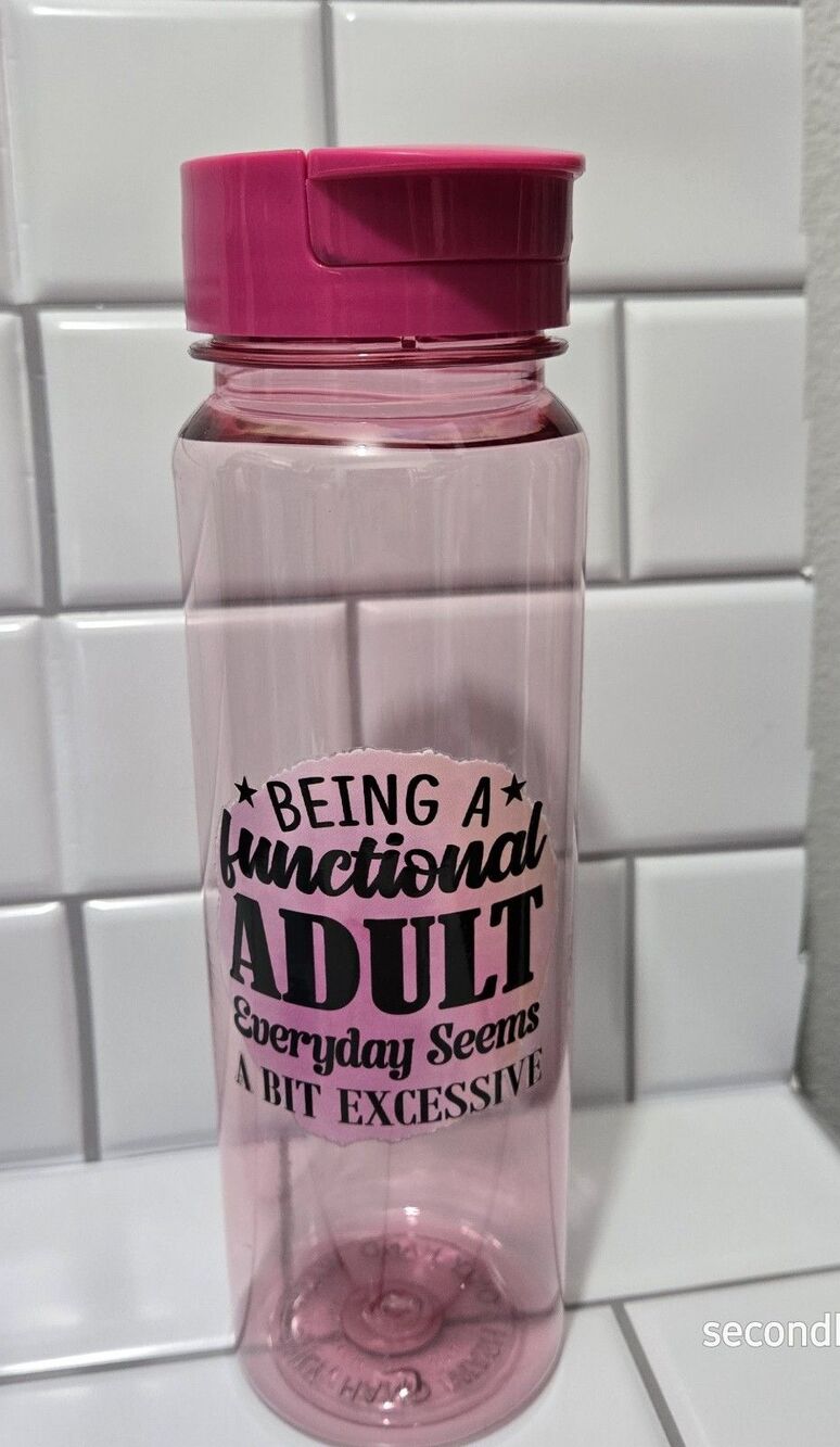 Snarky Plastic 30 Oz  Water Bottle Cold Drinks Only Pink
